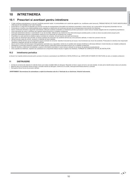 Manual instalare automatizare culisanta LIFE ACER