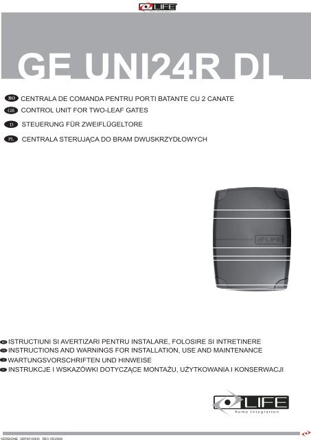 Manual instalare automatizare batanta LIFE OPTIMO2