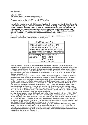 Äuchometr - voltmetr 20 Hz aÅ¾ 1000 MHz