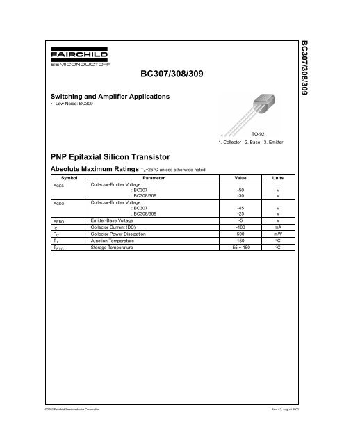 BC307/308/309 - Datasheet Catalog