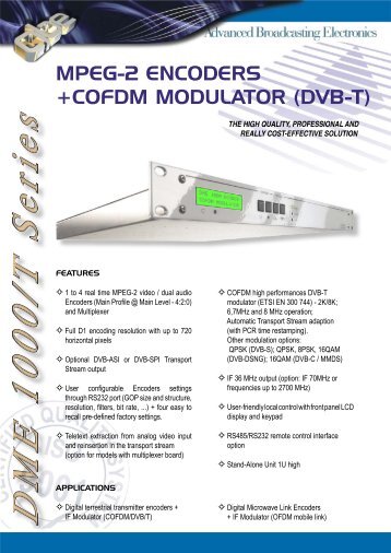 MPEG-2 ENCODERS +COFDM MODULATOR (DVB-T) - Ok1mjo.com