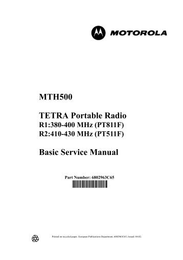 MTH500 TETRA Portable Radio Basic Service Manual - manuales