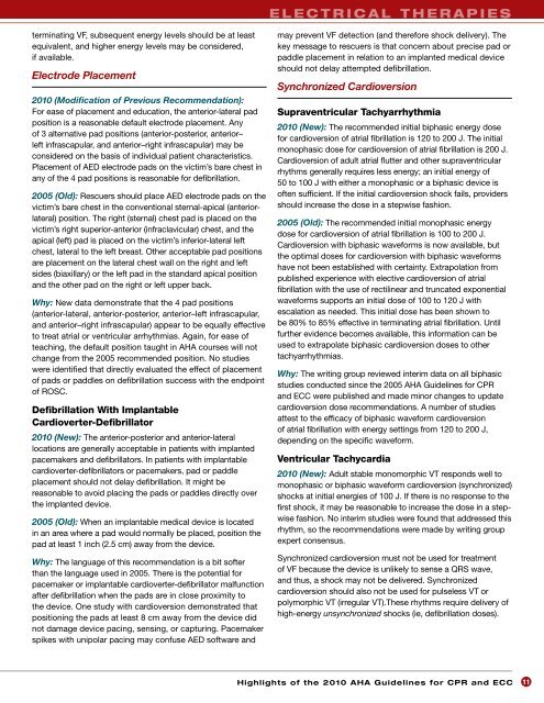 Highlights of the 2010 Guidelines for CPR and ECC - ECC Guidelines