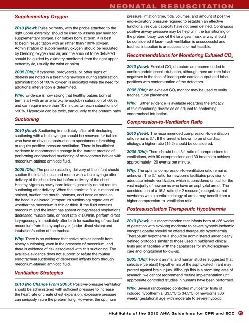 Highlights of the 2010 Guidelines for CPR and ECC - ECC Guidelines