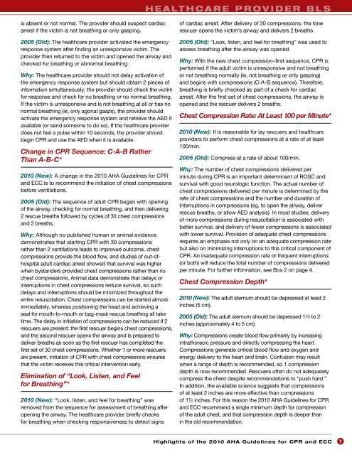 Highlights of the 2010 Guidelines for CPR and ECC - ECC Guidelines