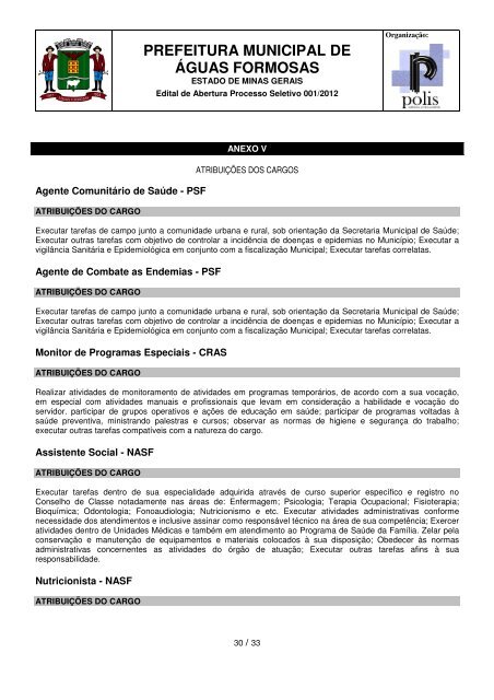 EDITAL Prefeitura de Ãguas Formosas - Concursos PÃºblicos