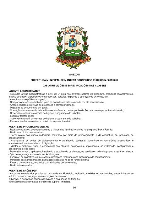 EDITAL Prefeitura de Mantena - Concursos PÃºblicos