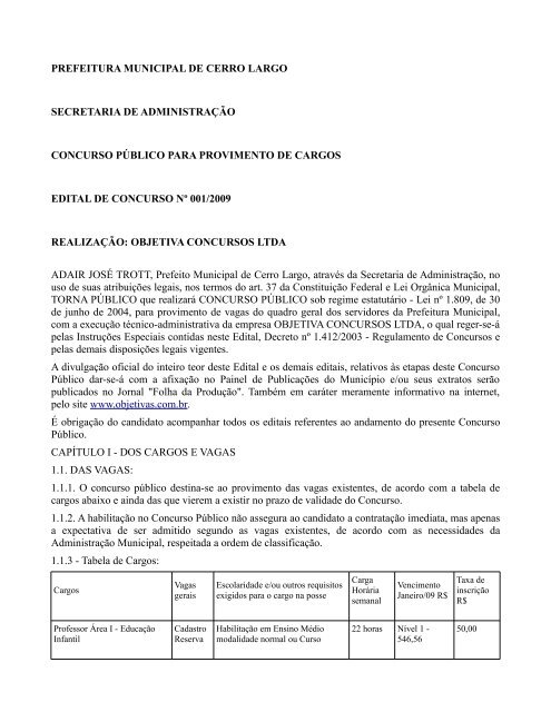 PREFEITURA MUNICIPAL DE CERRO LARGO - Concursos PÃºblicos