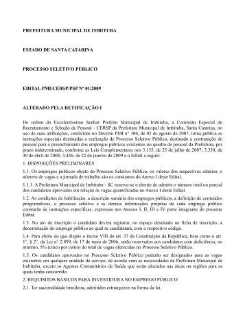 prefeitura municipal de imbituba estado de santa catarina processo ...