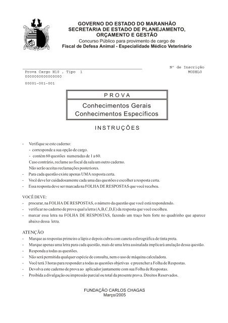 PDF) PROVAS Conhecimentos Gerais Conhecimentos Específicos