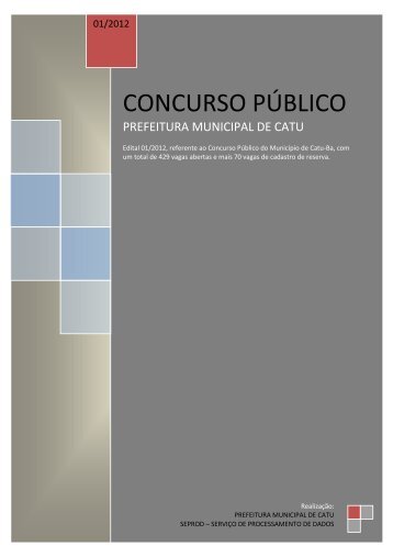 EDITAL PREFEITURA MUNICIPAL DE CATU - Concursos PÃºblicos