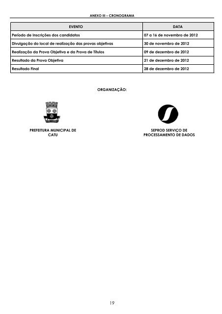 EDITAL PREFEITURA MUNICIPAL DE CATU - Concursos PÃºblicos