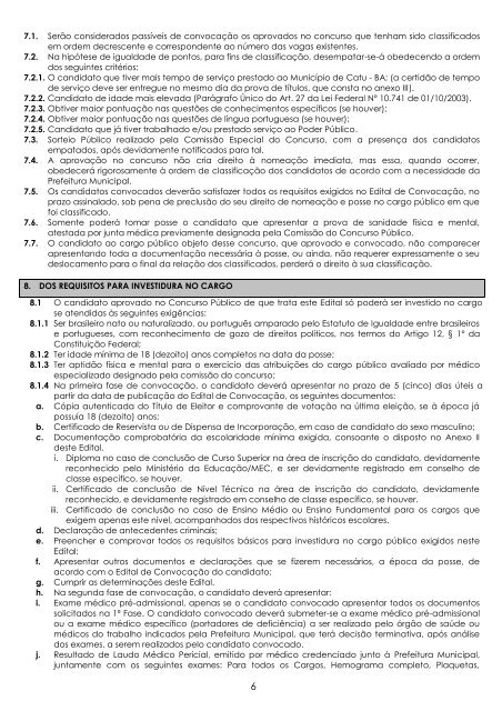 EDITAL PREFEITURA MUNICIPAL DE CATU - Concursos PÃºblicos