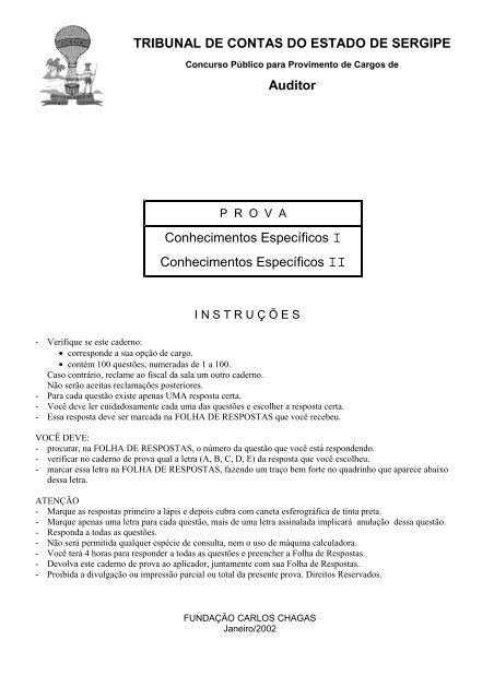 TRIBUNAL DE CONTAS DO ESTADO DE SERGIPE Auditor ...