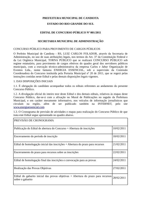 prefeitura municipal de candiota estado do rio grande do sul edital ...