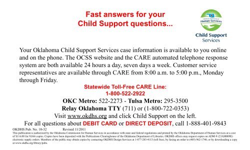 Fast answers for your Child Support questions... - Oklahoma ...