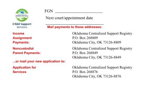 Fast answers for your Child Support questions... - Oklahoma ...