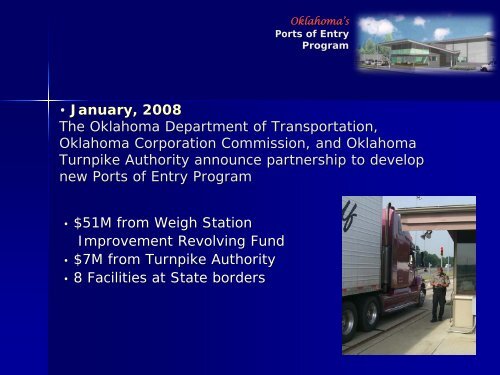 Oklahoma's Ports of Entry Program - Oklahoma Department of ...