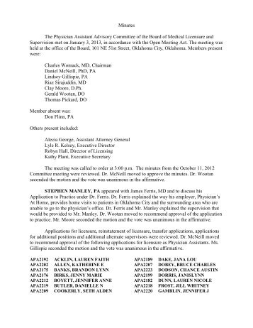 Results - Oklahoma Board of Medical Licensure and Supervision