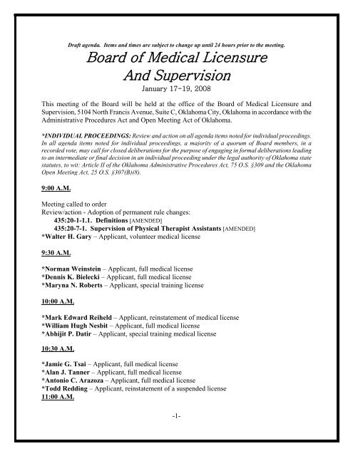 oklahoma state medical board of licensure and supervision