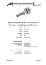 und Verkehrswesen Auswertung des Fragebogens an die Kommunen