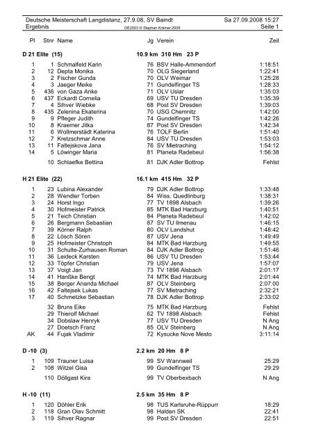 Deutsche Meisterschaft Langdistanz, 27.9.08, SV Baindt Sa 27.09 ...