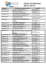 TÃ©lÃ©charger la liste des cours d'alsacien organisÃ©s en rÃ©gion ... - Olca