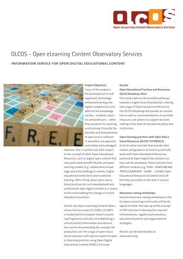 Handout " OLCOS - Open eLearning Content Observatory Services"