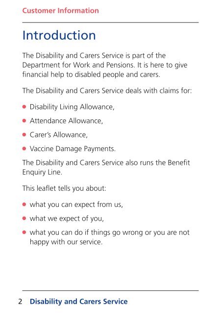 Customer Information leaflet - Disability and Carers Service - Gov.uk