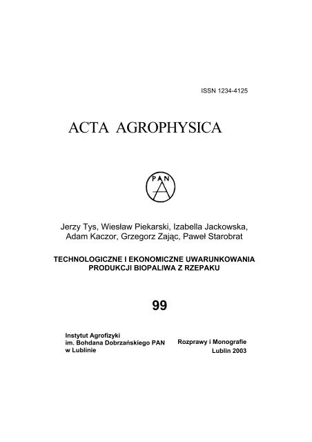 ACTA AGROPHYSICA