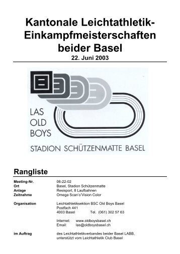 Kantonale Leichtathletik- Einkampfmeisterschaften ... - LC Basel