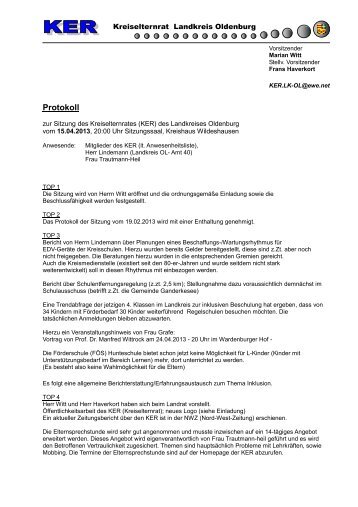 Protokoll - Landkreis Oldenburg