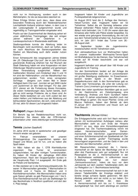 Info InformationsbroschÃ¼re 2011 Auszug - Oldenburger Turnerbund