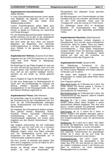 Info InformationsbroschÃ¼re 2011 Auszug - Oldenburger Turnerbund