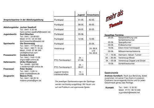 Info Tennis - Oldenburger Turnerbund