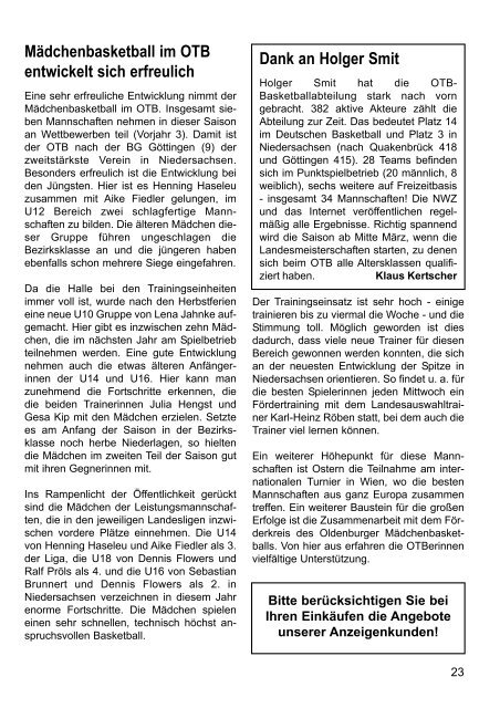 OTB-Mitteilungen 1/2009 - Oldenburger Turnerbund