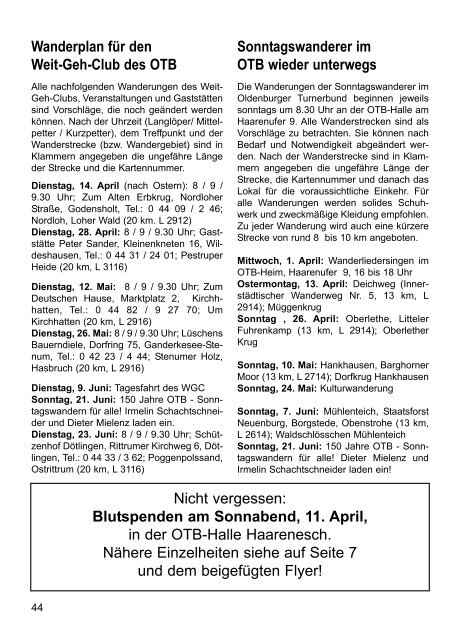 OTB-Mitteilungen 1/2009 - Oldenburger Turnerbund