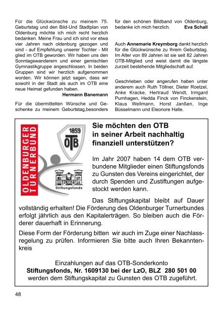 OTB-Mitteilungen 1/2009 - Oldenburger Turnerbund