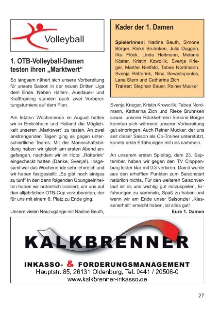 OTB-Mitteilungen 3/2012 - Oldenburger Turnerbund