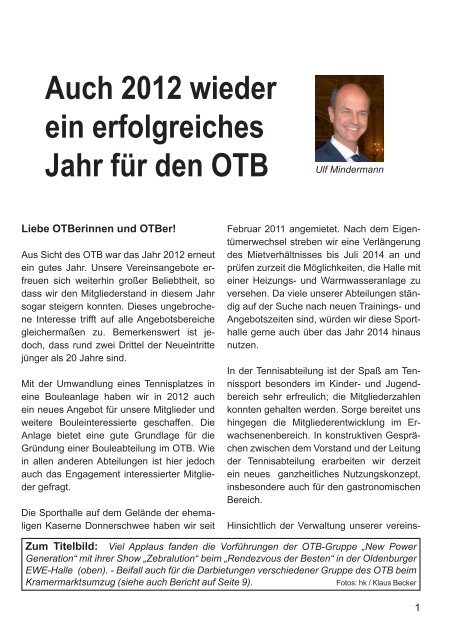 OTB-Mitteilungen 4/2012 - Oldenburger Turnerbund