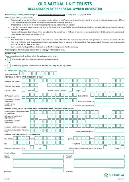 declaration form - Old Mutual