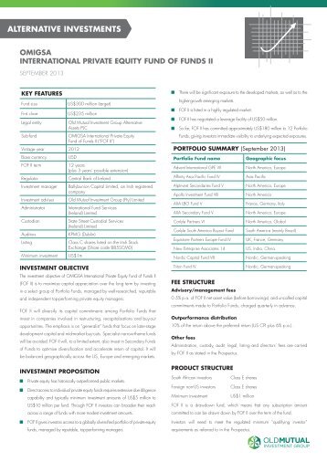 OMIGSA INTERNATIONAl PRIVATE EquITy FuNd OF ... - Old Mutual