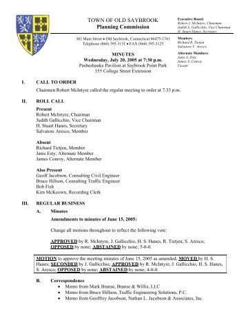 II.OSPC Minutes.07202005.pdf - Town of Old Saybrook