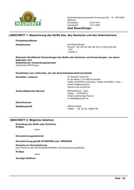 sicherheitsdatenblatt-azet-rasenduenger.pdf (28,33 ... - Oleandershop