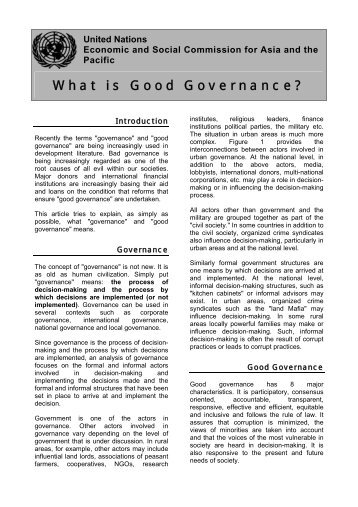 What is Good Governance? - Escap