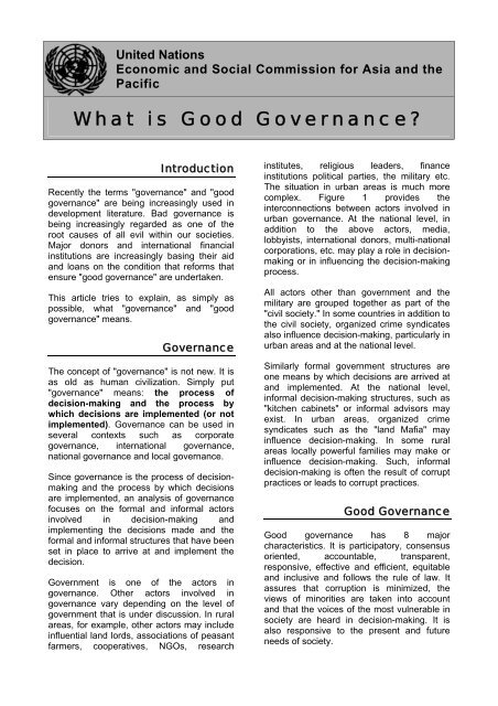 What is Good Governance? - Escap
