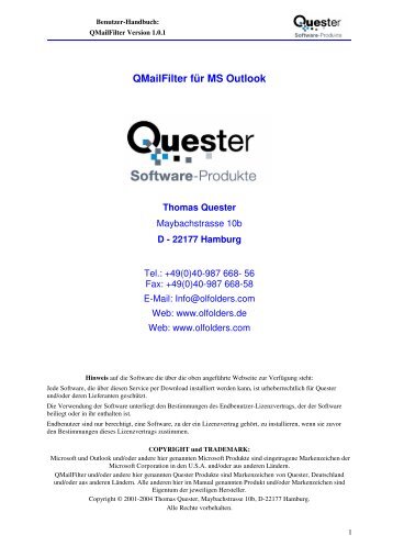 Handbuch QMailFilter (PDF) - Thomas Quester Software