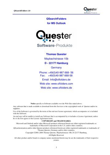 QSearchFolders - Manual (PDF) - Thomas Quester Software