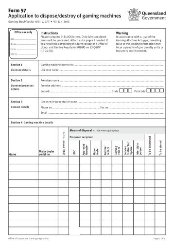 gaming licence machine for 1 Gaming 3A Application Licence Category Form Machine