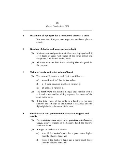 Casino Gaming Rule 2010 - Office of Liquor, Gaming and Racing